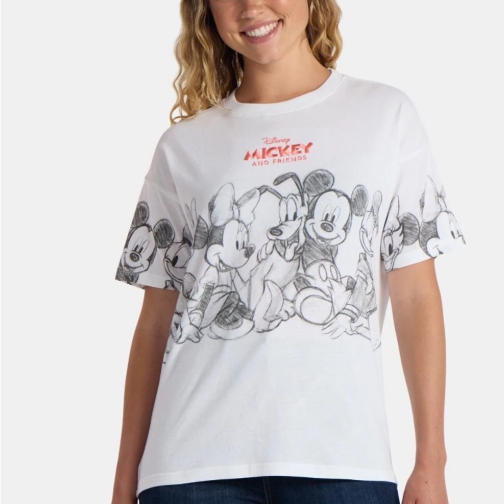 ❌sold❌ Disney Mickey & Friends Sketch White T-Shirt